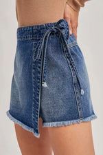 Wrapped Tied Waist Denim Skort