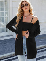 Striped Open Front Cardigan with Relaxed Fit