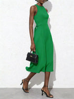 Sleeveless Tie Waist Midi Dress