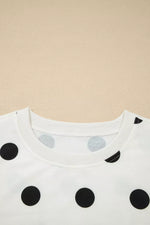 Ribbed Trim Polka Dot Print Tank Split Mini Skort 2pcs Set
