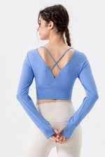 Square Neck Crisscross Active T-Shirt - Ladyez