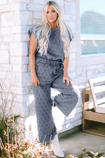 Short Sleeve Top and Pocketed Pants Lounge Set - Ladyez