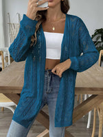 Openwork Open Front Knit Cardigan