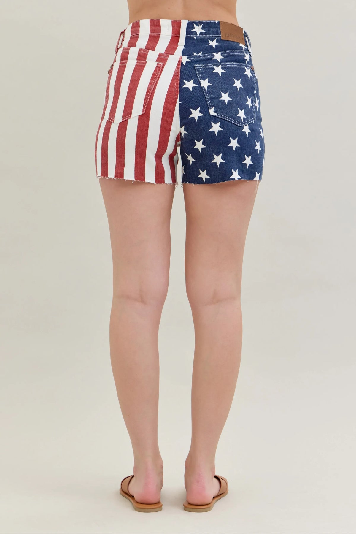 Judy Blue Full Size High Waist Americana Flag Fray Hem Shorts Plus Size - Ladyez