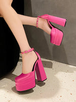 Platform High Heel Ankle Strap Pumps - Ladyez