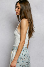 POL Lace Detail V-Neck Ribbed Cami
