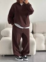 Quarter-Zip Top and Wide-Leg Sweatpants Set