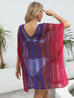 Rainbow Gradient Crochet Beach Cover Up - Ladyez