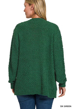Zenana Long Sleeve Popcorn Sweater Cardigan with Pockets