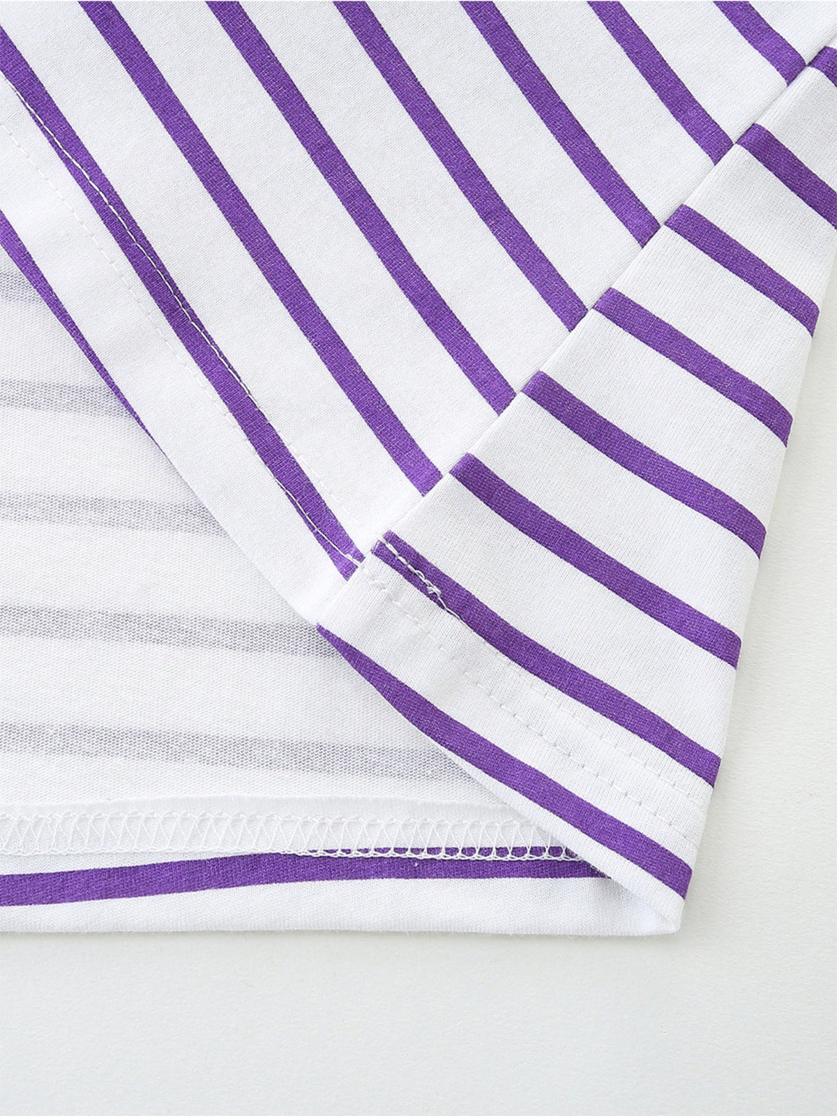 Children's Striped Casual Dress with Cat Bag