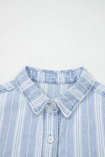 Stripe Boyfriend Chest Pocket Classic Denim Shacket