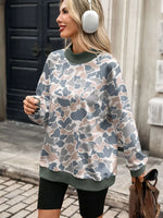 Camouflage Print Mock Neck Sweatshirt