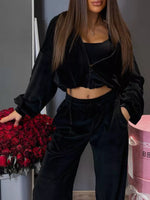 Zip Up Cropped Outerwear and Pants Set