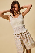 SO ME Scallop Ribbed Sleeveless Knit Top
