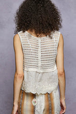 POL Sleeveless Flowy Fit Crochet Top with Scalloped Border Accents