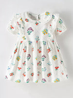 Children's Floral Print Ruffle Peter Pan Collar Dress