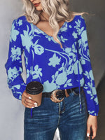 Printed Tie Neck Long Sleeve Blouse