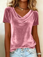 Full Size Cowl Neck Short Sleeve Top Plus Size
