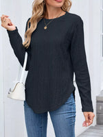 Openwork Textured Long Sleeve Top
