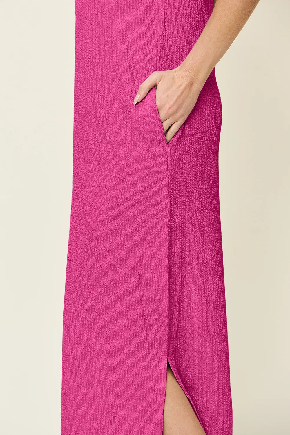Double Take Full Size Texture Mock Neck Sleeveless Maxi Dress - Ladyez