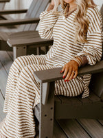Stripe Collared Top and Drawstring Pant Set