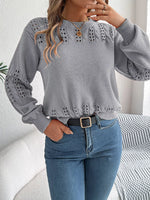 Hollow Out Eyelet Long Sleeve Sweater