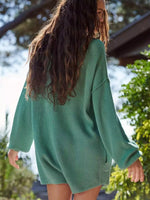 Ribbed Knit Long Sleeve Romper