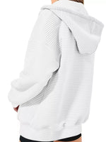 Drawstring Zip Up Dropped Shoulder Hoodie