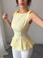 Bow Shoulder Peplum Tank