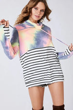 BiBi Tie Dye French Terry Cowl Neck Top