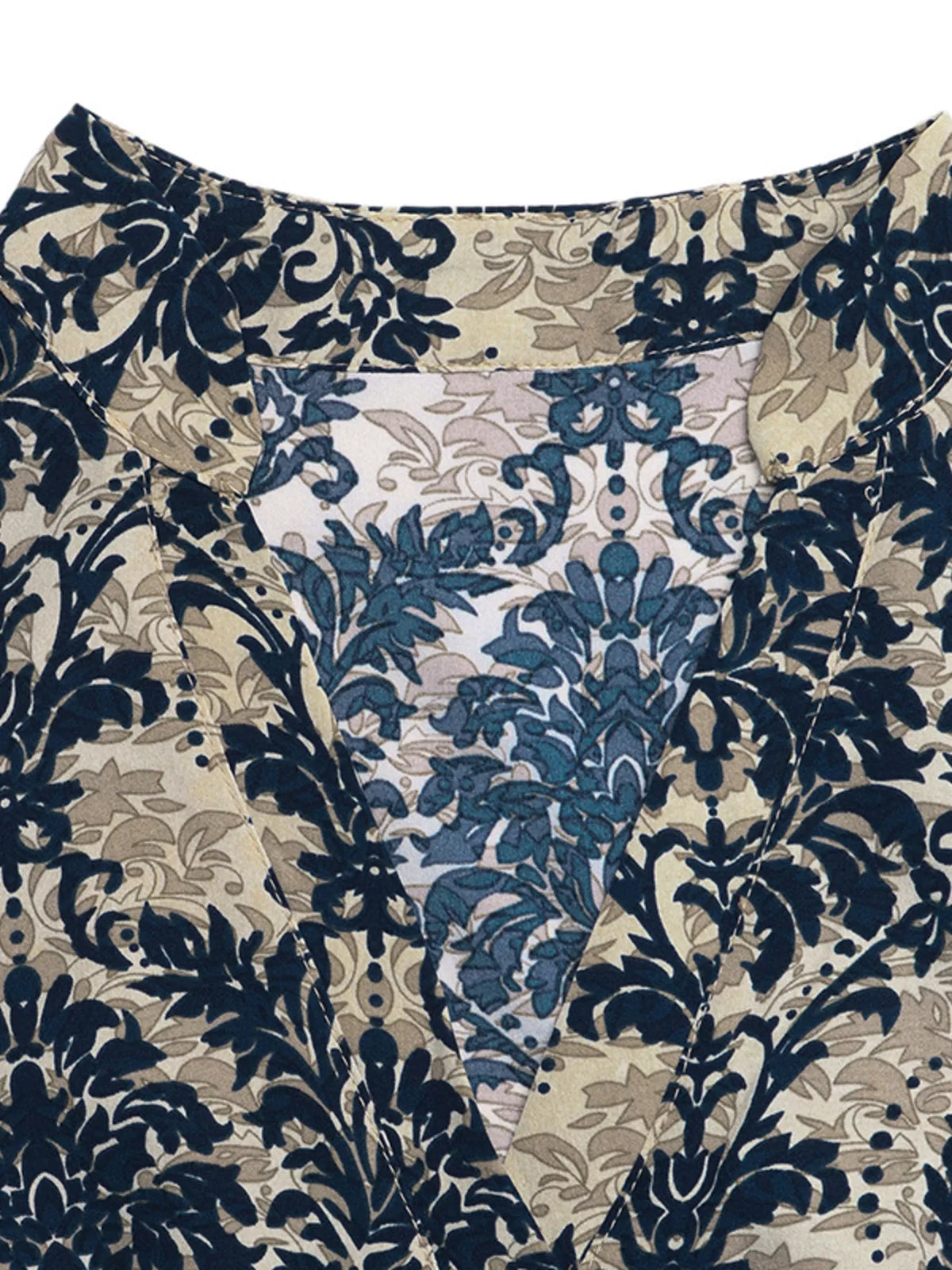Damask Print Cap Sleeve Blouse