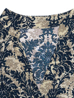 Damask Print Cap Sleeve Blouse