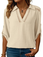 Johnny Collar Texture Blouse