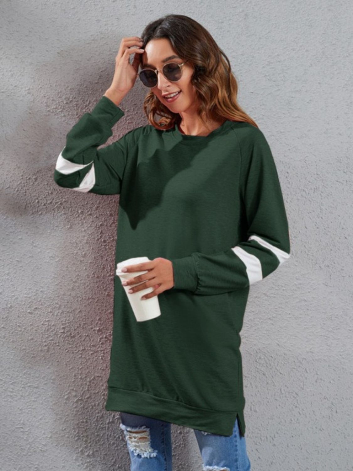 Full Size Striped Round Neck Long Sleeve T-Shirt - Ladyez