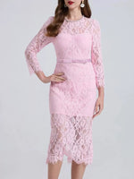Lace Long Sleeve Midi Dress