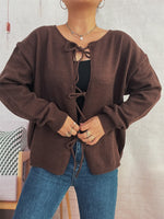 Tie Front Drop Shoulder Cardigan