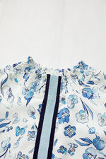 Floral Print Ruffled Short Sleeve Blouse