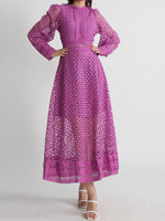 Lace Long Sleeve Midi Dress