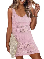 Openwork Scoop Neck Cover Up - Ladyez