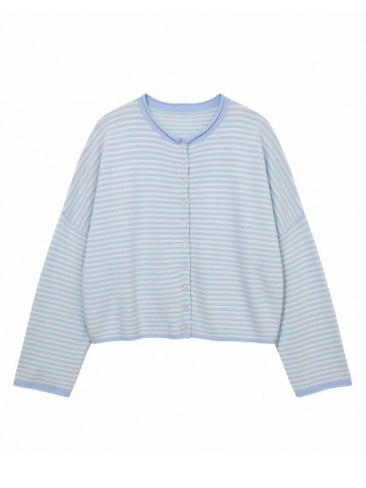 Button-Down Striped Knit Cardigan