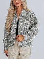 Leopard Button Up Denim Jacket