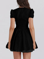 V-Neck Short Sleeve Mini Dress - Ladyez