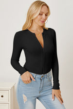 Zip Up Long Sleeve Bodysuit - Ladyez