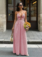 Striped Halter Neck Maxi Dress