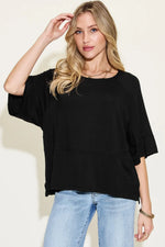 Basic Bae Full Size Bamboo Round Neck Exposed Seam T-Shirt Plus Size