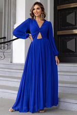 Twist Front Cutout Long Sleeve Dress - Ladyez