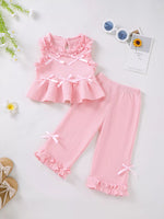 Children's Bow Waffle Knit Top and Pants Set