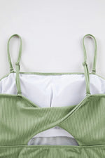 Ribbed Drawstring Sides Cutout One Piece Swimsuit - Ladyez