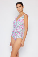 Marina West Swim Full Size Float On Ruffle Faux Wrap One-Piece in Roses Off-White - Ladyez