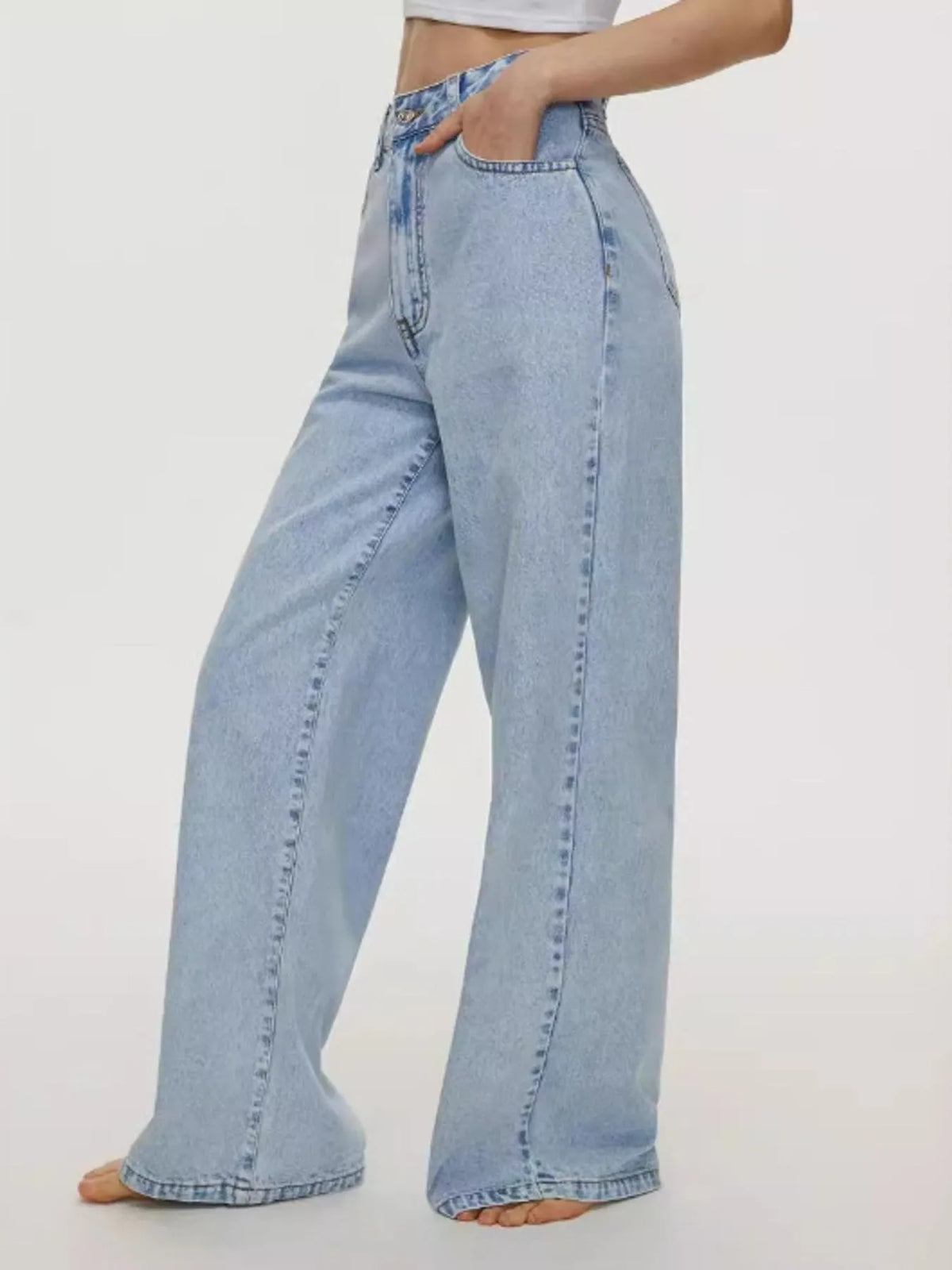 High-Waisted Wide Leg Jeans - Ladyez